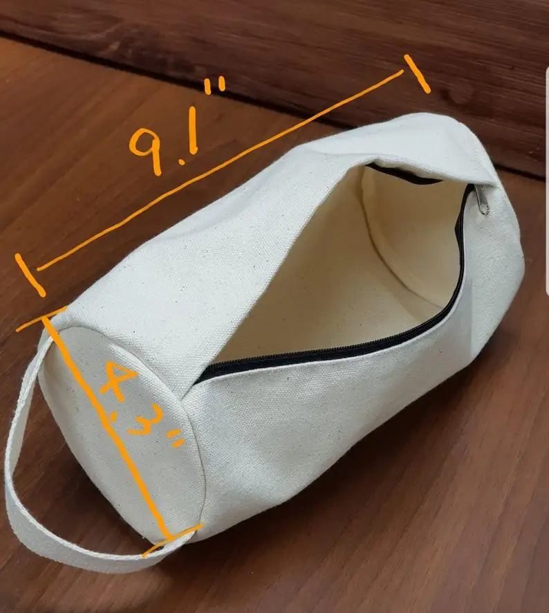 Цилиндрическая хлопчатобумажная сумка на молнии из ткани Оксфорд/100% хлопчатобумажная ткань