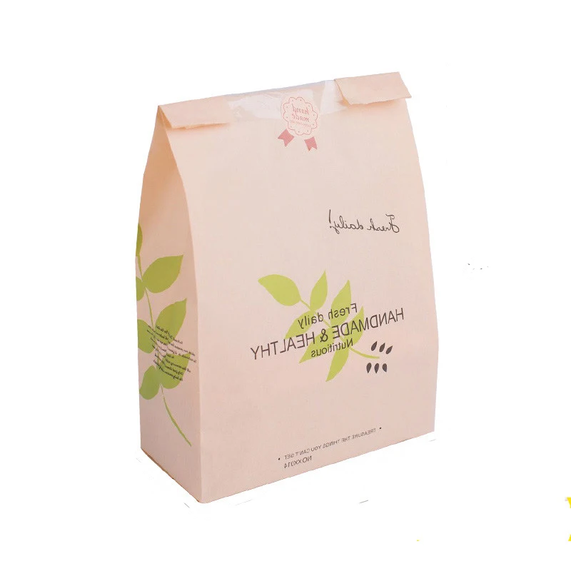 wholesale Cheap Fashion Small Baking  Toast Bread Packing Brown Greaseproof  Kraf Paper Kraft Bag With Clear Window For Food
