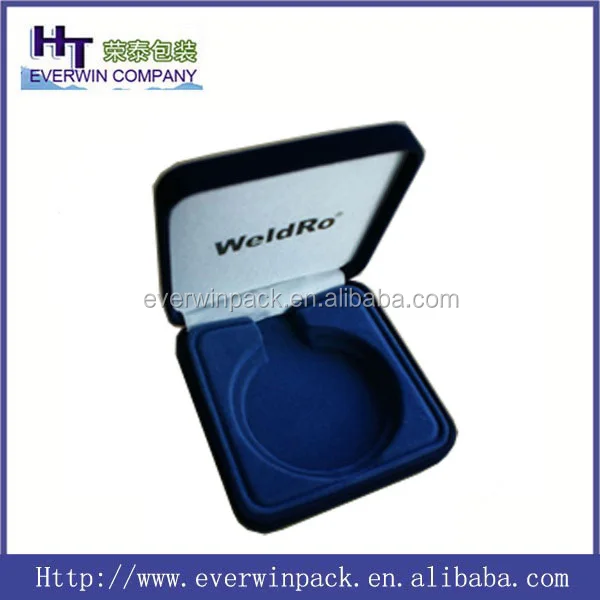 Custom design Blue Velvet badge case square Medal display packing Case