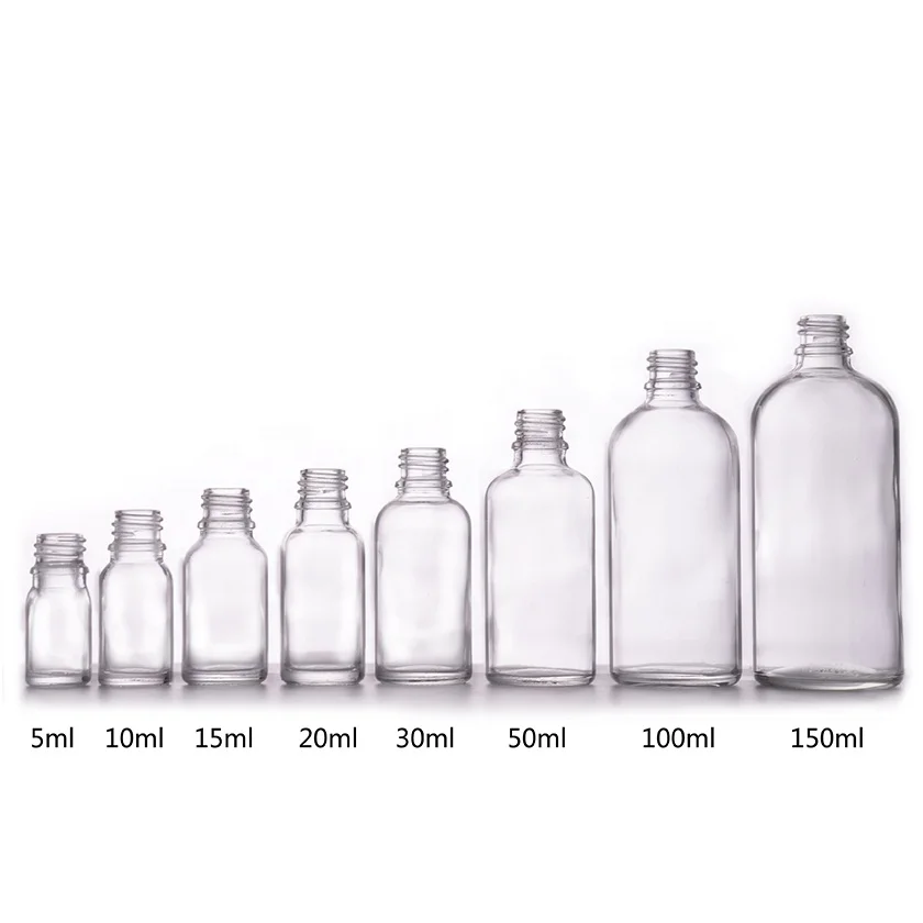 
5ml 10ml 15ml 20ml 25ml 30ml 50ml 100ml 150ml Clear white flint Essential Oil Glass Bottle With Dropper 