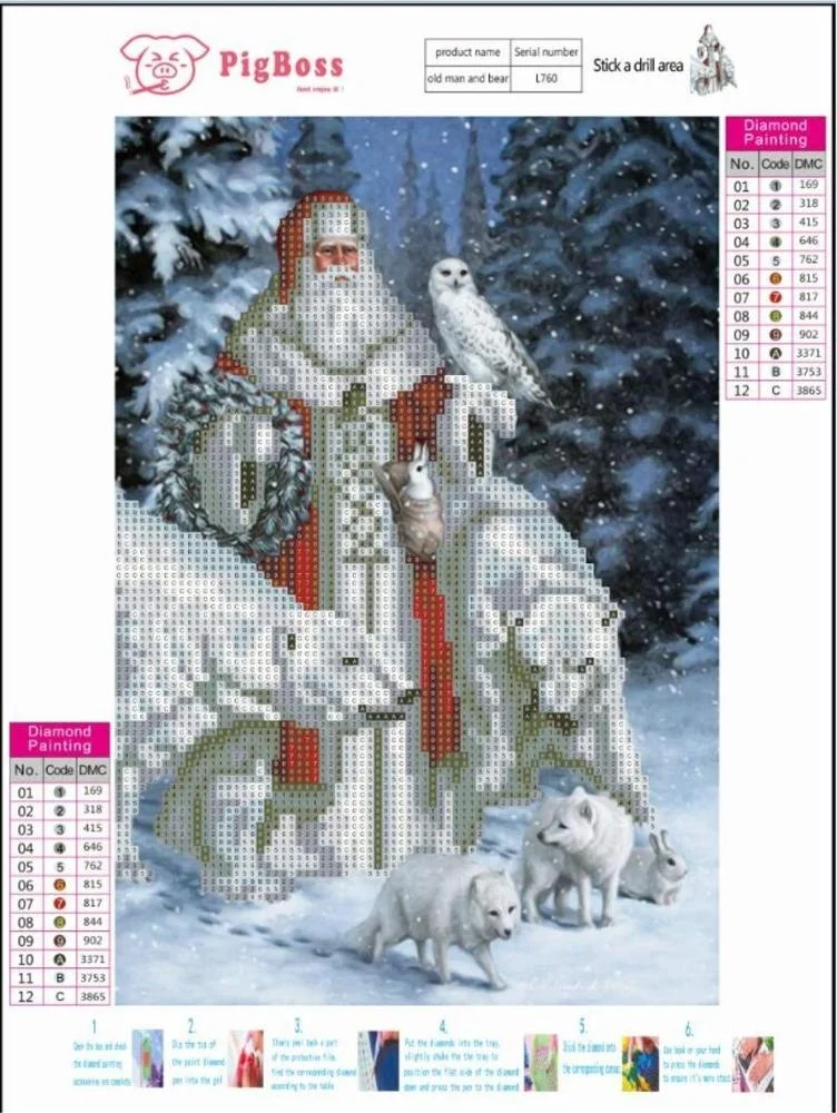 Christmas 5D DIY diamond painting cross stitch Santa Claus and bear diamond painting crystal diamond embroidery kit IC-1