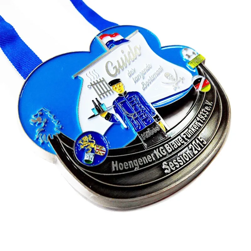 Custom Zinc Alloy Carnival Medal/Souvenir with ribbon in Plating Casting Enamel no minimum order