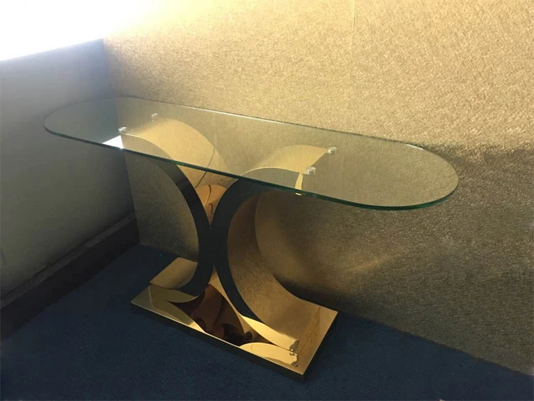Роскошная современная мебель для гостиной с мраморным верхом, настенный стол из нержавеющей стали золотого цвета