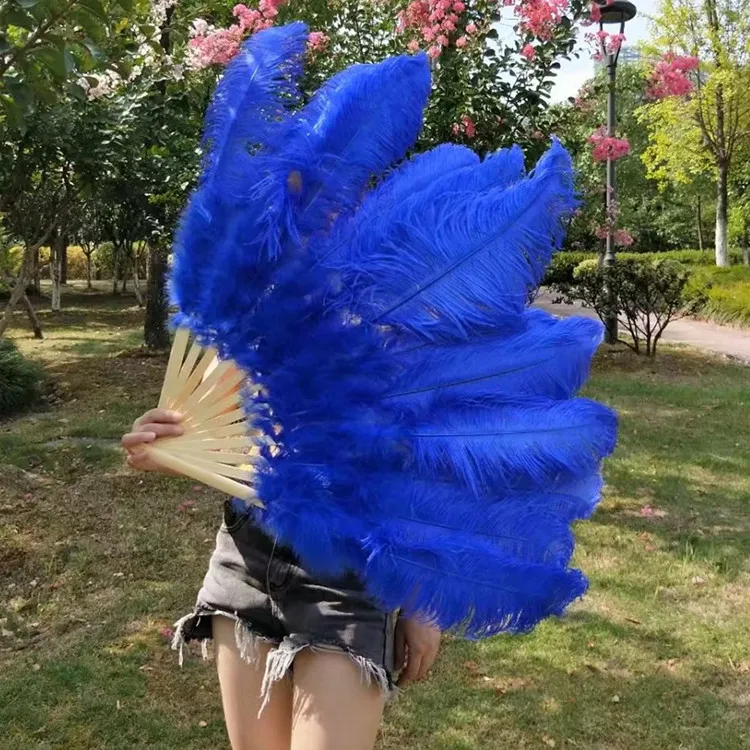 IEF-01 Cheap Wholesale White Color Large Ostrich Feather Fan for Party