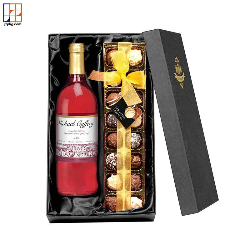 Custom logo pink premium packaging gift box for champagne bottle and glasses