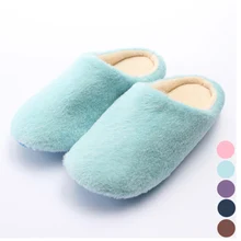 New Fashion Candy Color Women Men Winter Non-slip Fleece Indoor Household Floor Slippers Warm Soft Bottom Flats Shoes Zapatillas