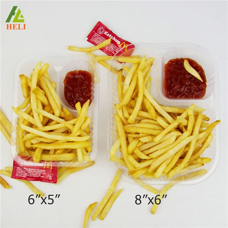 Disposable 2 Compartment Clear Anti Spill Large Nachos Trays