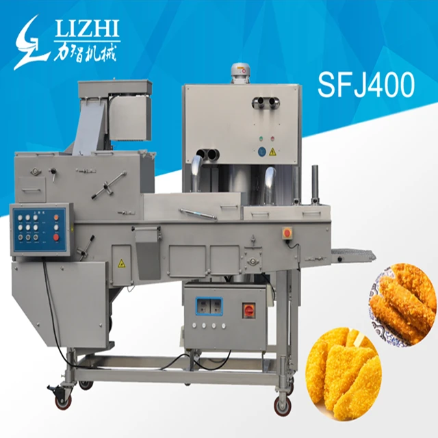 meat pie former maker / fish cutlet flouring preduster machine/ fish nuggets battering breading frying production line
