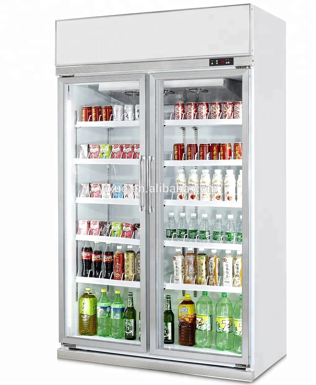 Two Doors 1000L Soda Beer Beverage Display Refrigerator With Imported Compressor