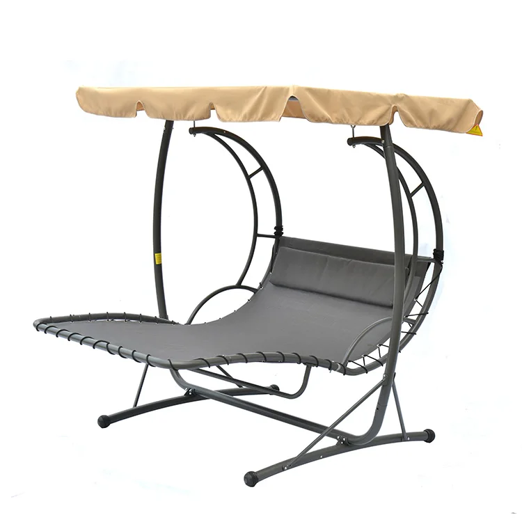 Portable garden camping hammock with heavy duty steel frame stand