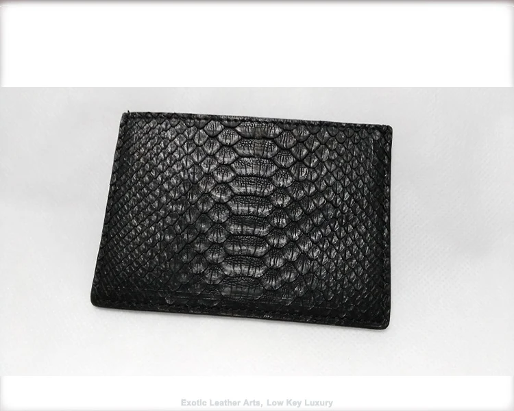 Unique design exotic real python skin leather card wallet holder black