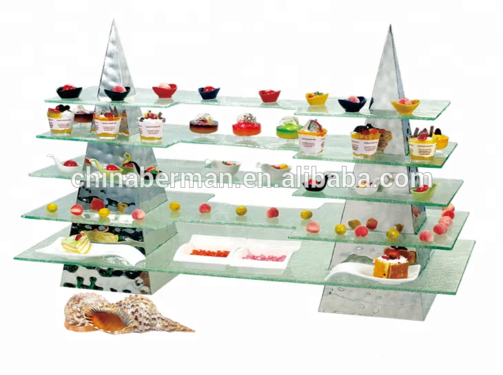 Catering & hospitality high tea restaurant mirror three layer buffet cake stand used catering equipment for sale in guangzhou
