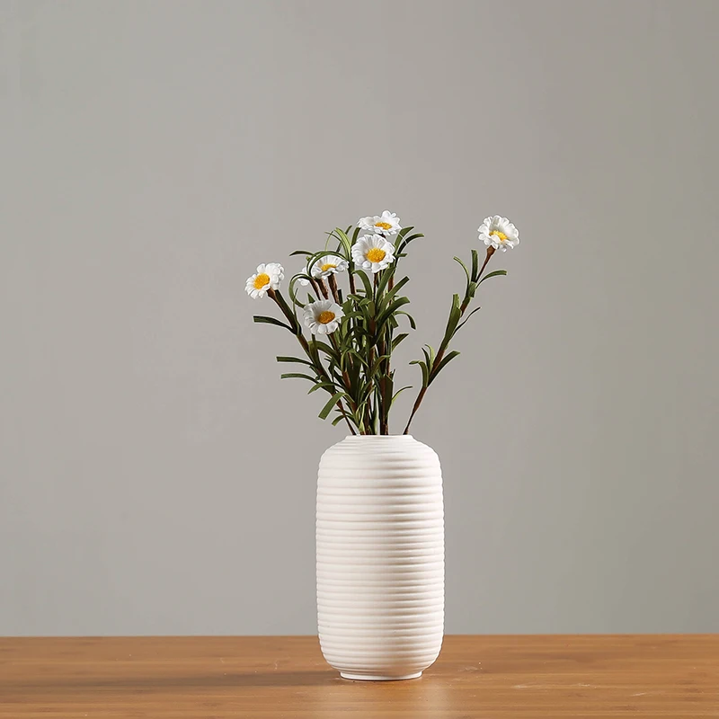 
Factory Supply Elegant Super White Ceramic Porcelain Flower Vase Ceramic Modern Chinese Cylindrical Shape Home Decor 