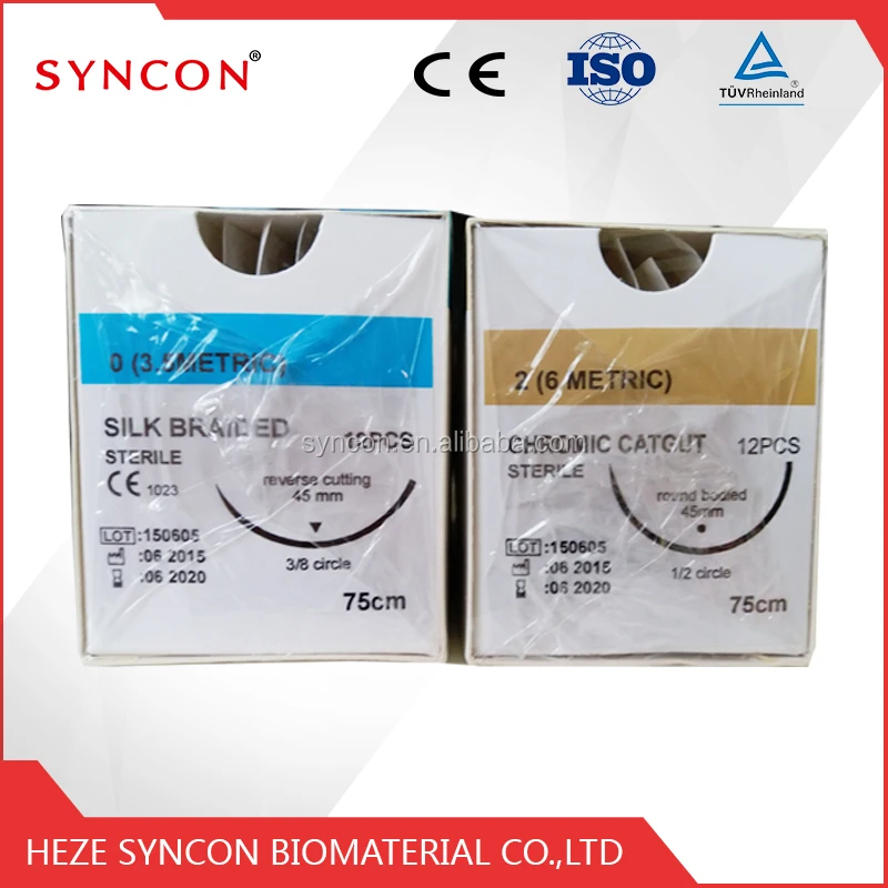 
Cheap Disposable Surgical Suture 8/0 Silk Suture with Needle 75cm 