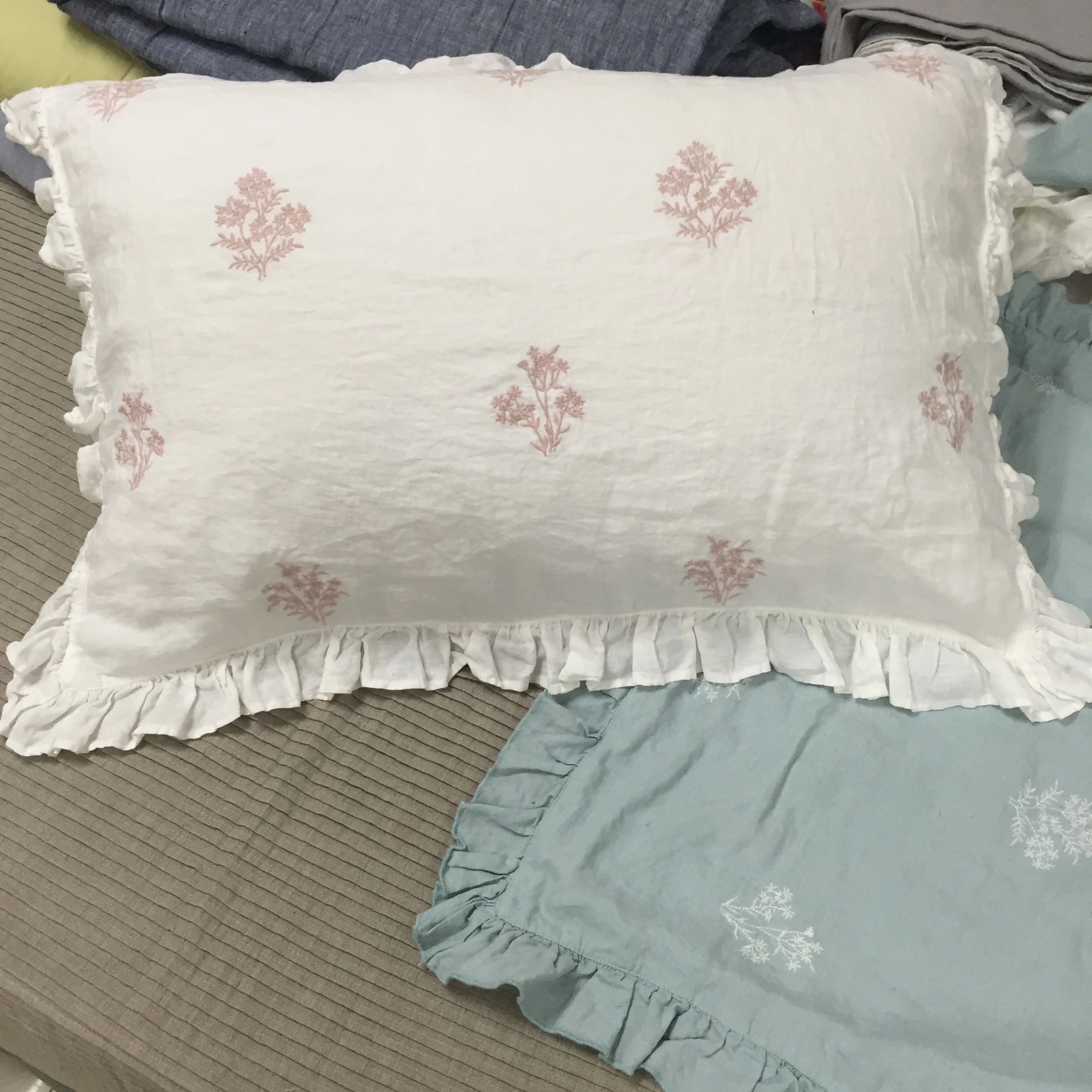 100% pure French linen ruffle duvet cover set