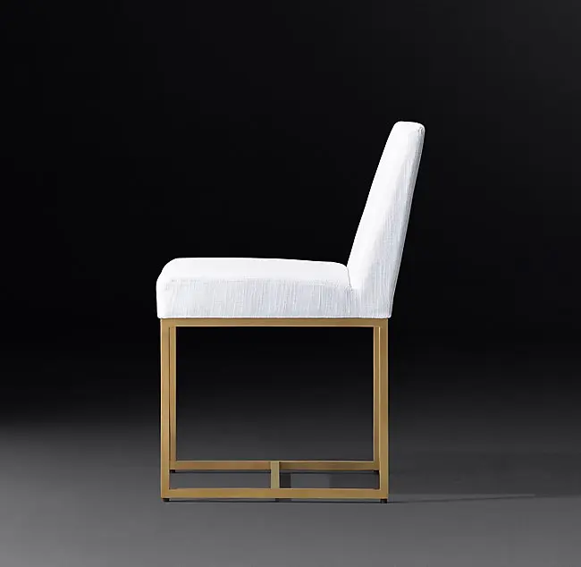 White fabric covers gold stainless steel base wedding chair