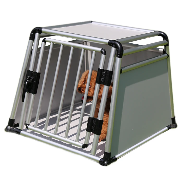 High quality single-door aluminum transport dog carrier pet cage round tube transport box dog cage