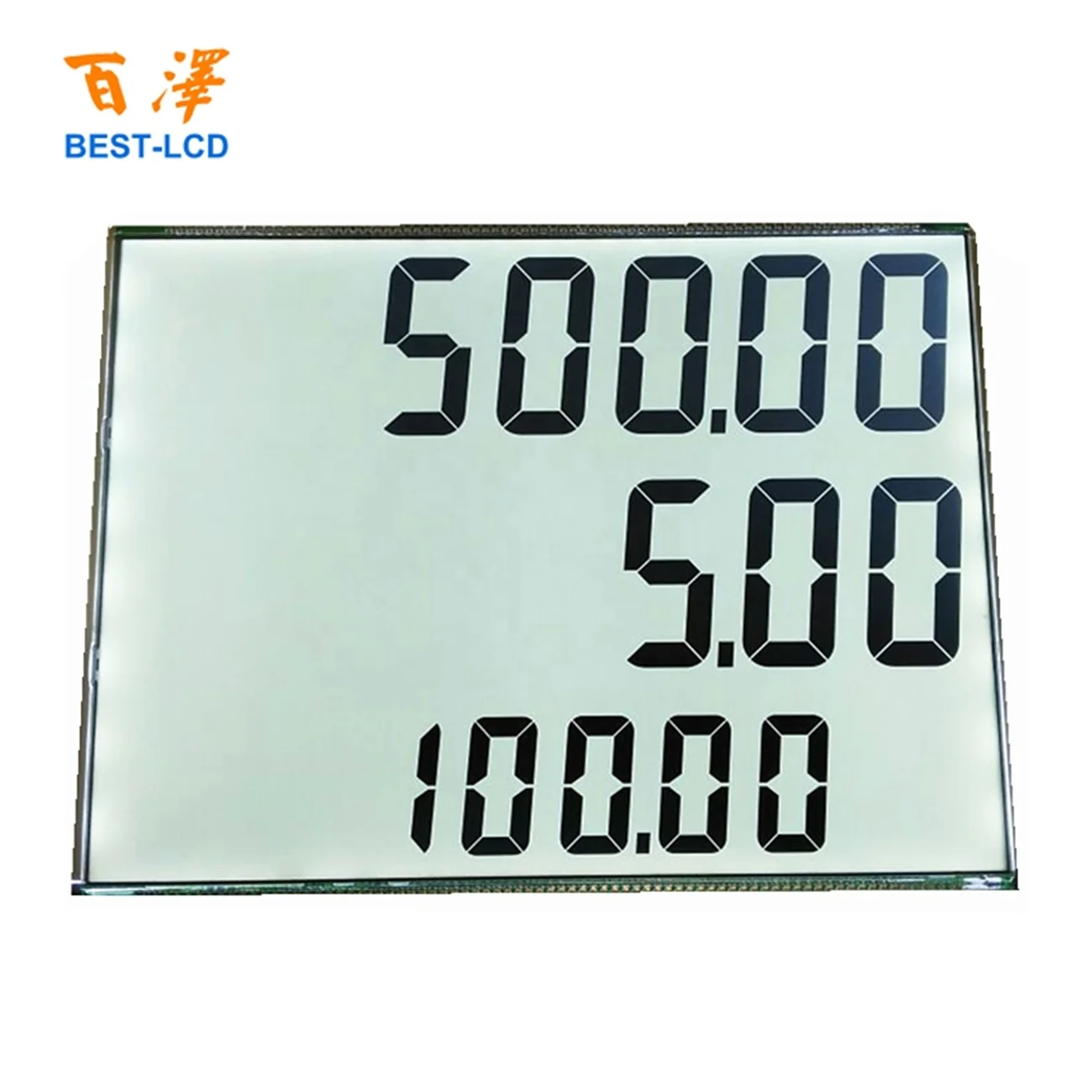 
776 LCD Custom Size Monochrome 3 rows of 7 Segments 6 digits 154pins LCD Panel Display for Fuel dispenser, Petrol Gas Pump 
