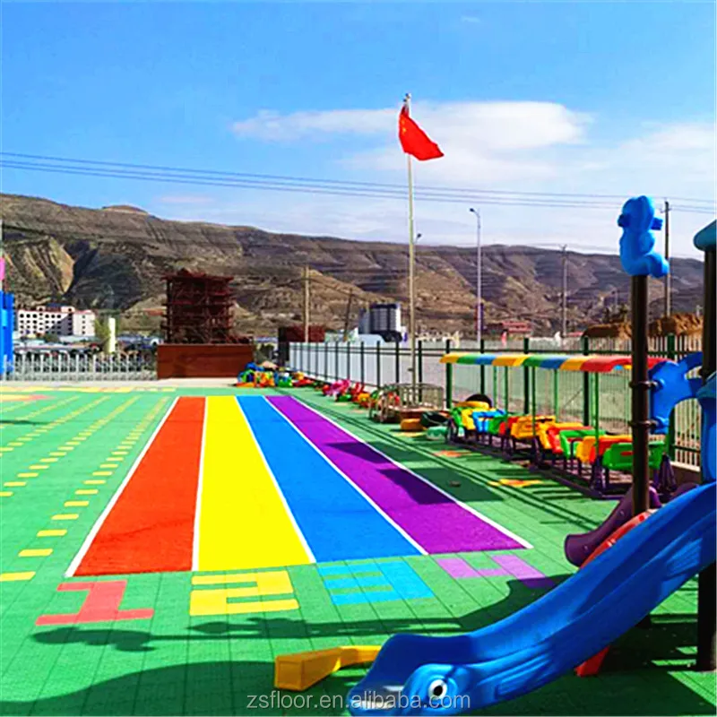 Eco-Friendly safe food grade PP material elastic interlocking kindergarten playground plastic floor mat
