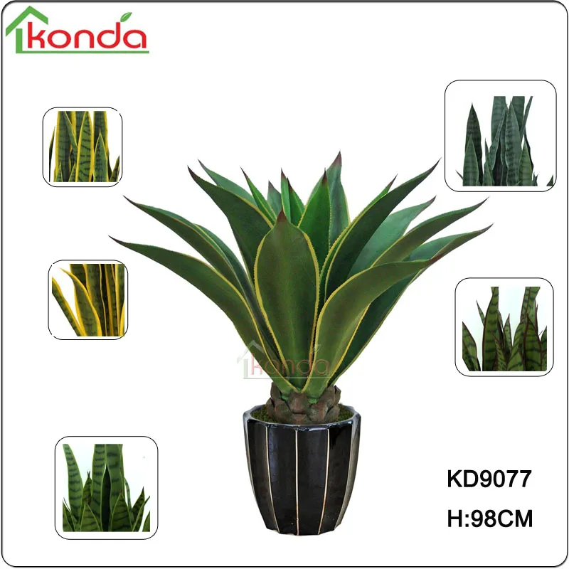Silk Artificial dracaena sanderiana UV outdoor rated, fake agave indoor snake plant decoration green and yellow border