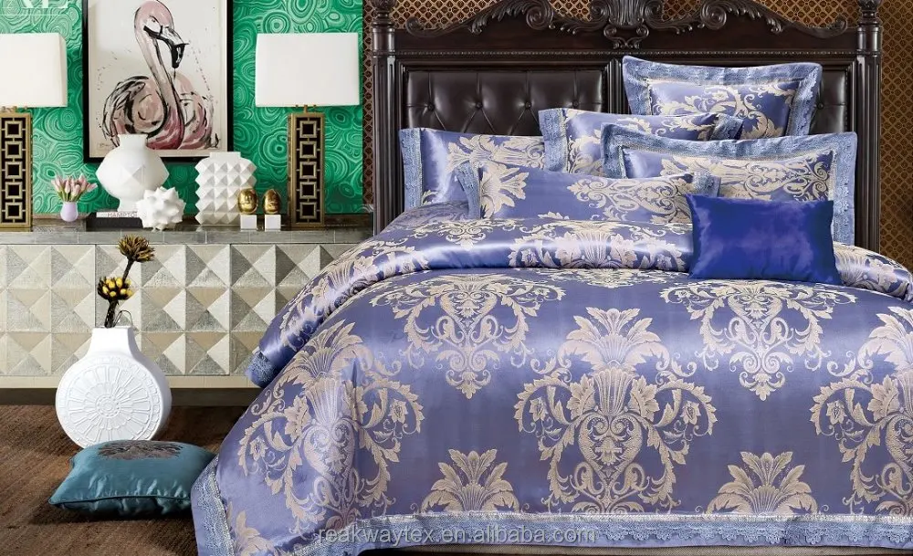 JBL16M07-11 luxury wedding use red rose jacquard bed sheet quilt cover set