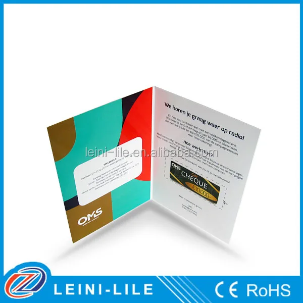 Складная поздравительная открытка с печатной печатью на заказ со звуковым модулем для прослушивания музыки и голосовых сообщений рекламная