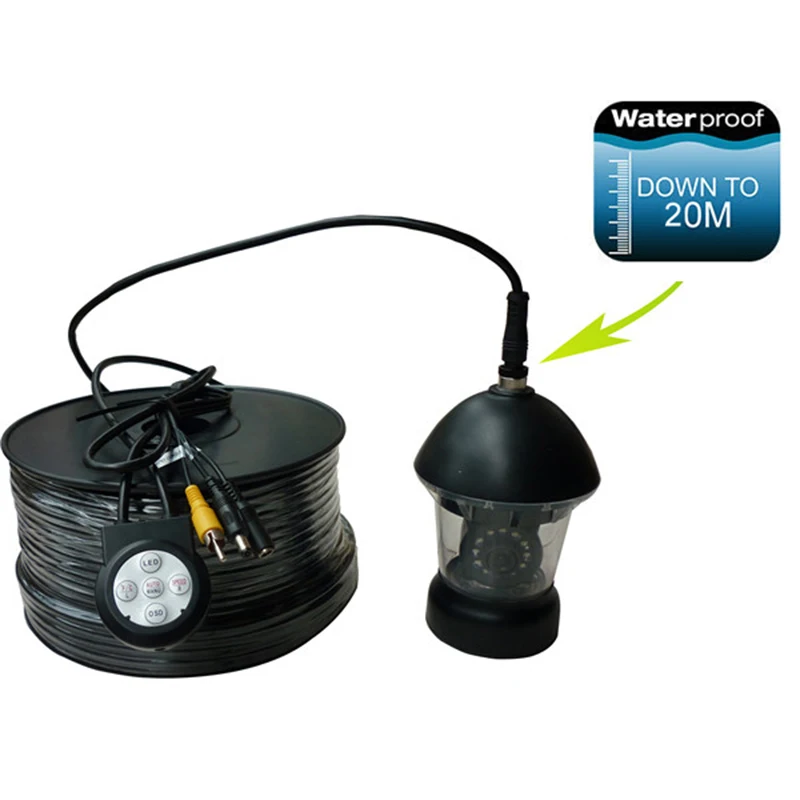 360 Degree Rotation Underwater Fishing Camera 20m Cable 7 inch Monitor With 12PCS White LED Used For Ice/Sea/River Fishing