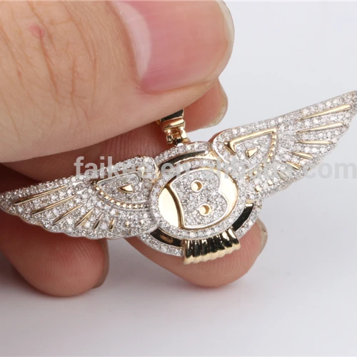 Модный новый дизайн в форме крыла хип-хоп 10k золотой кулон с бриллиантами ювелирные изделия