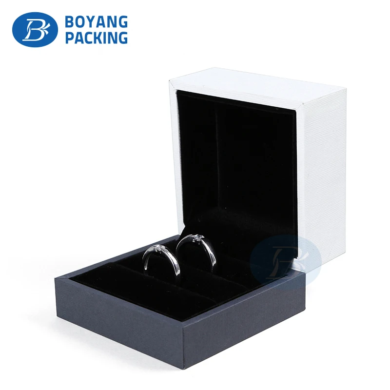 
High End luxury Custom waterproof Men Couple engagement double ring box for Wedding 