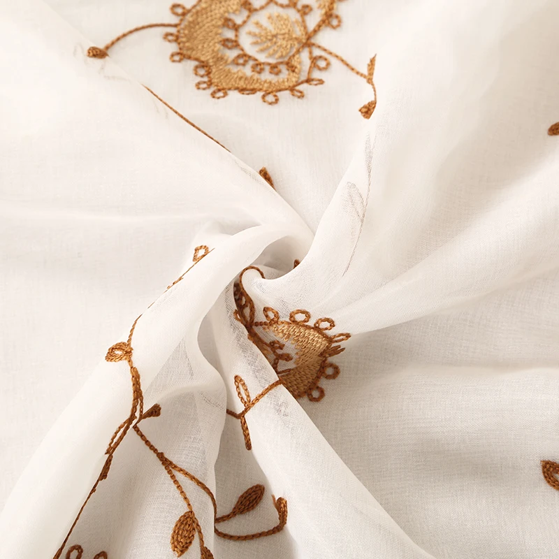 Современная европейская роскошная занавеска из полиэстера с вышивкой и прикрепленными занавесками