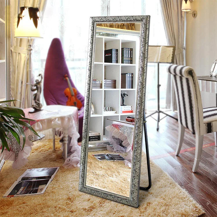 Antique style decoration floor standing bedroom mirror framed full length dressing mirror