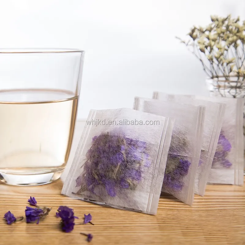 Disposable corn fiber reverse fold hemp tea filter bags string drawstring