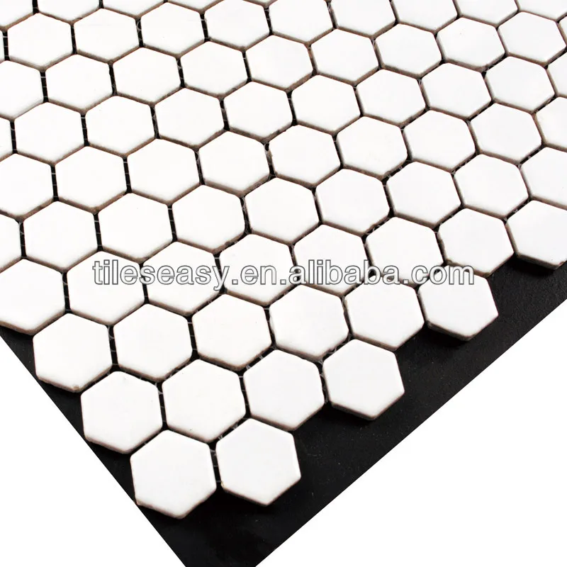 Hexagon white ceramic mosaic tiles for swimming pool and bathroom
