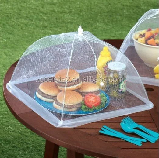 Zicome Set of 4 Large White Pop-up coarse food cover tent, 16 Inch, Reusable and Collapsible, Keep Out Flies, Bugs, Mosquitos