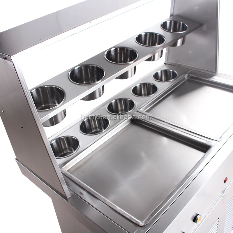 Commercial instant freezing fried yogurt roll ice cream machine for stalls