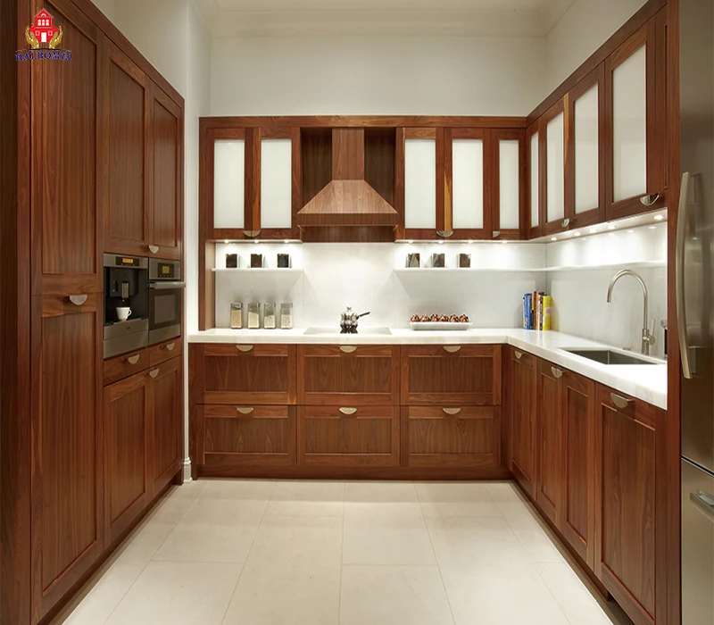 Bomei Manufacturer Modern High Quality Kitchen Cabinet Furniture Cherry Wood Cupboard