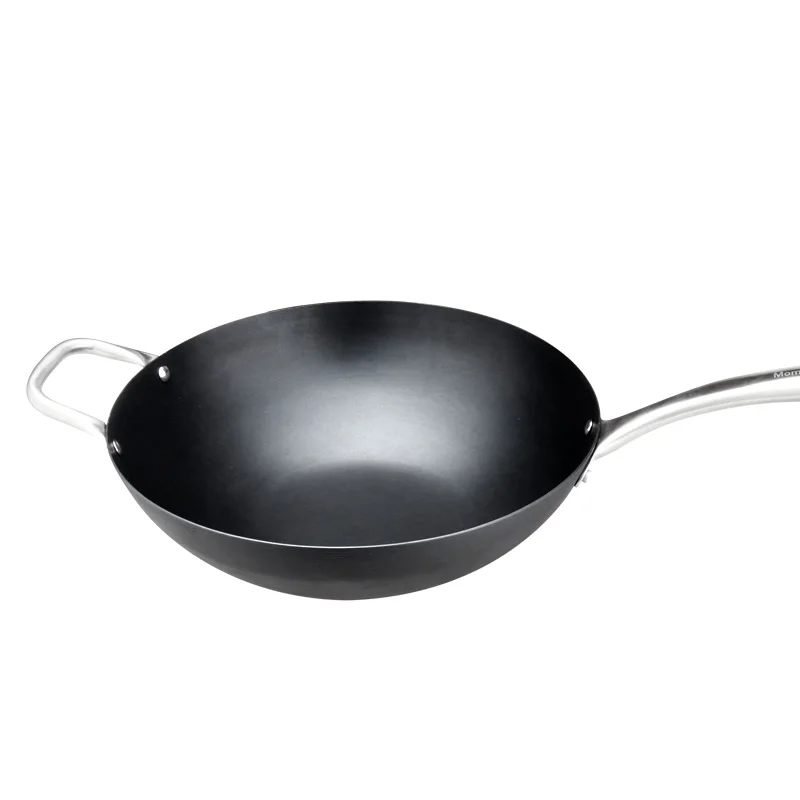 
2019 Hot Sell Chinese Big Black Non Stick Wear Resistant Carbon Steel Wok With Handle 