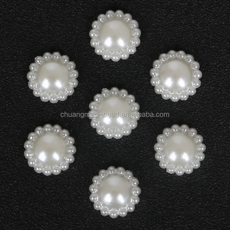 Sunflower shape plastic half cut pearls beads in bulk for clothes