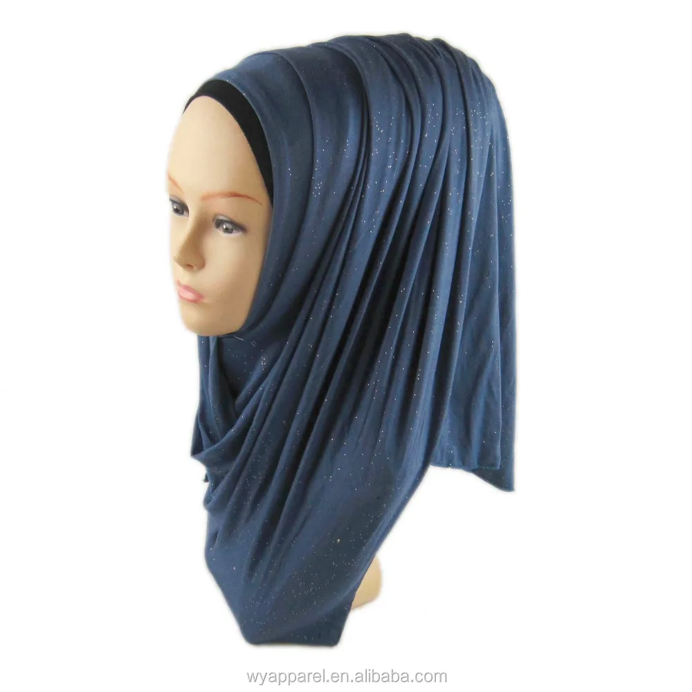 Factory wholesale collection hijab style glitter cotton jersey hijab
