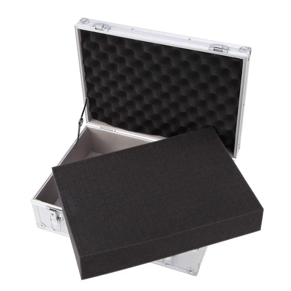 Aluminum Hard Case Briefcase Toolbox Storage Box Case Silver Carrying Case Briefcase