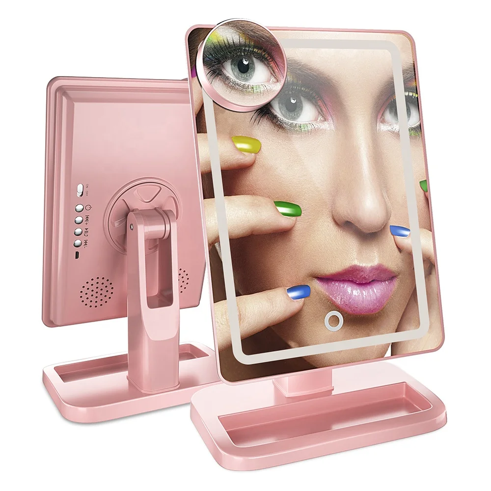 Светодиодной подсветкой увеличительное динамик зеркало с подсветкой для макияжа косметическое зеркало