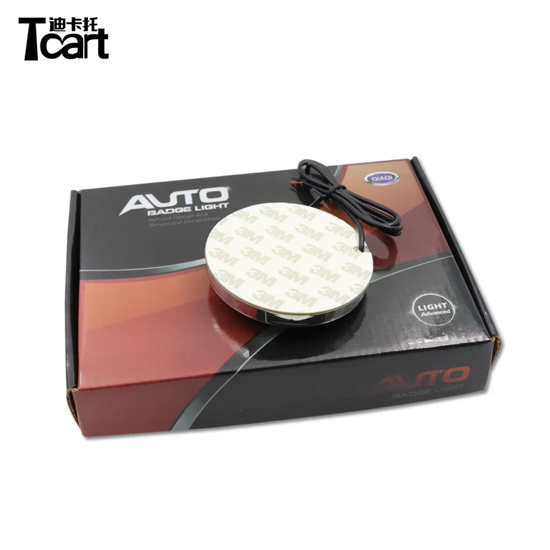 Tcart White Red Blue Diameter 8.2cm 4D Logo Light Custom Car Emblem