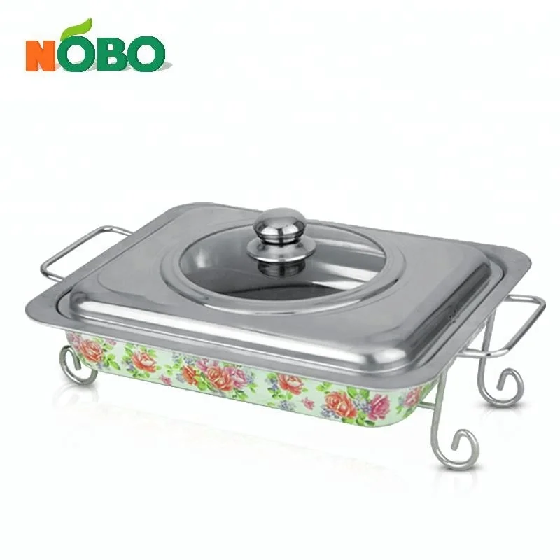 Flower Design banquet party Stainless Steel Buffet Food warmer Server With Stand