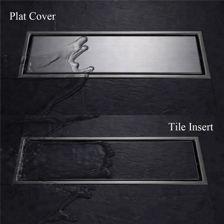 Bathroom Invisible Shower Floor Drain 304 Solid Stainless Steel 300 X 110mm Square Anti-Odor Floor Drain