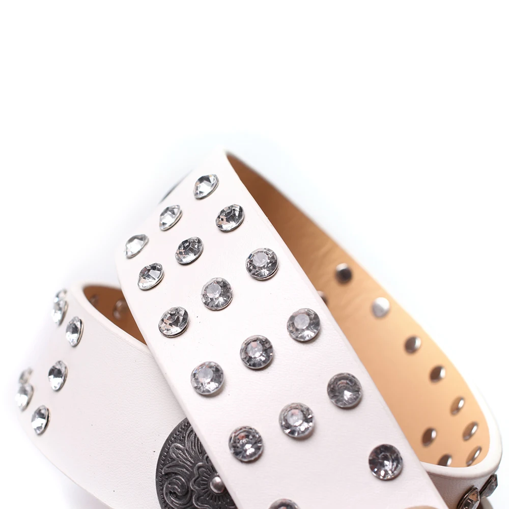 Wholesale beautiful fashion style PU strap alloy buckle ladies rhinestone belt