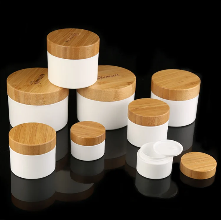 10g 20g 30g 50g 100g 150g 200g 250g plastic candle cosmetic bamboo jar with bamboo lid