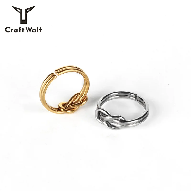Craft Wolf Fashion Minimalist Jewelry hand made men women custom Vintage silver gold twisted stainless steel finger ring