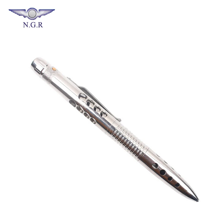 Factory top sell Stainless steel tactical pen with LED flashlight Tungsten attack head and Multi function tool for self defense