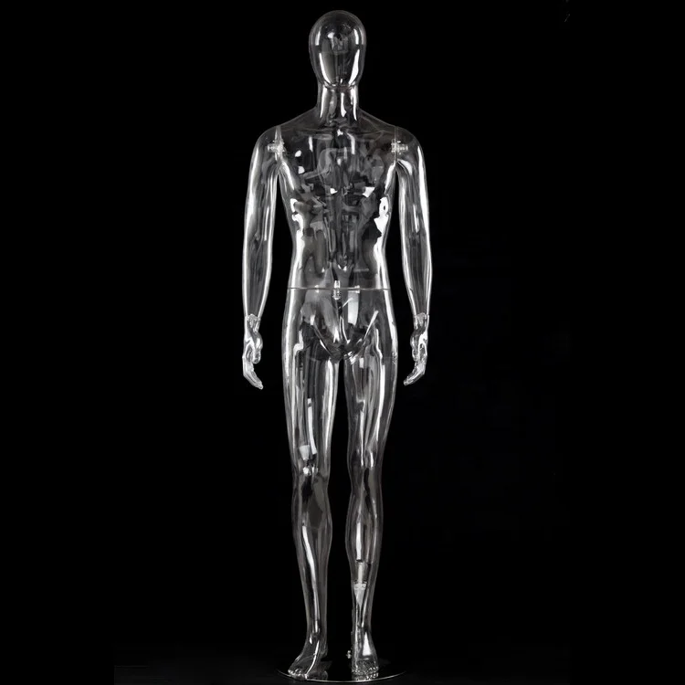 Plastic light weight pc clear transparent full body tall egg head male mens mannequin for window display