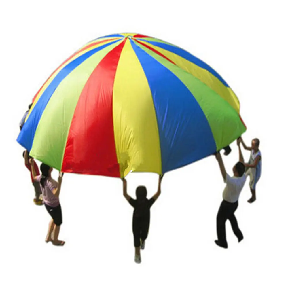 6 FT Parachute with 8 Handles Multicolored Rainbow Toy Parachute